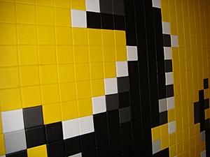 Pixelated artwork of 3 pointed star for wall-012.jpg