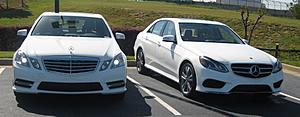 Test Drove '14 Facelift W212. Pics side-by-side of Sport &amp; Luxury w/ pre-facelift-2013-2014-e350-side-side-comparison-front-3_zps480883bc.jpg