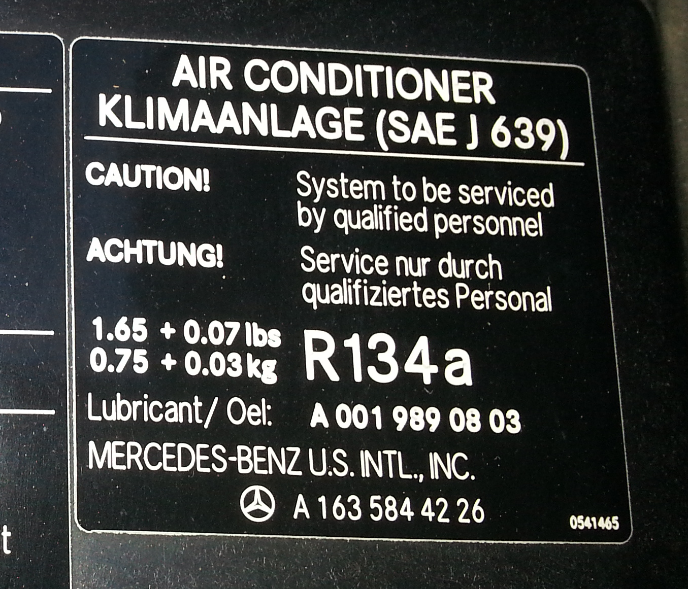 Refrigerant Pressure for a 2002 ML500? Help please ...