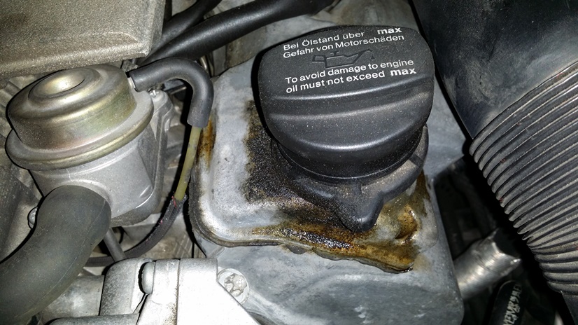 W211 E55 Oil Leak around the Oil Fill Cap.