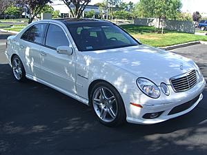 2004 E55 AMG Kompressor Benz White/Black Panoramic Roof etc .9k or open to trades-benzfrontleft011.jpg