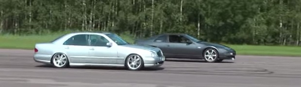 Tuned Mercedes E55 AMG Stomps 600-hp Nissan