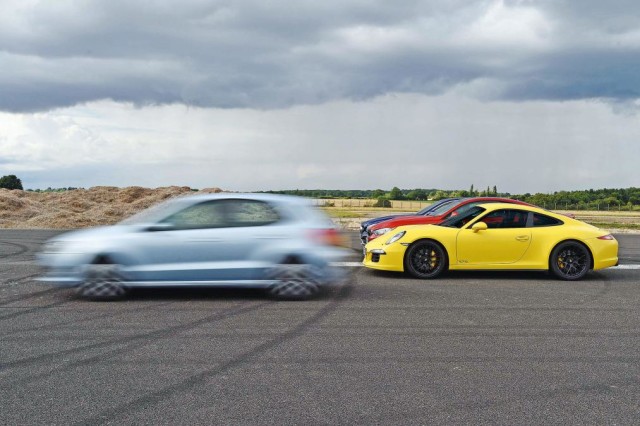 Launch control drag race – C63 AMG S vs M4 vs 911 GTS