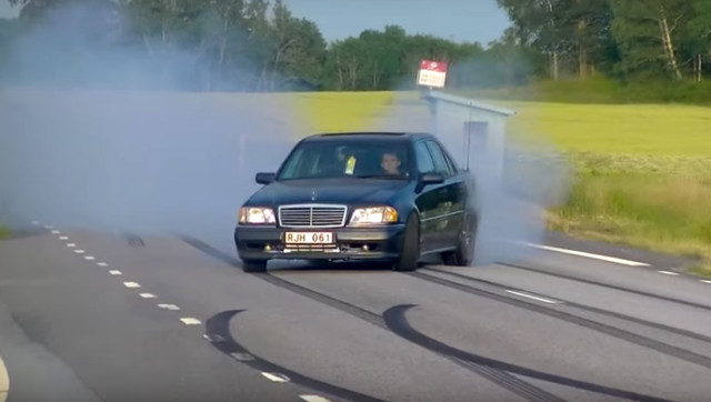 Turbobandit C36 AMG Fishtails and Burns Out Down Country Roads