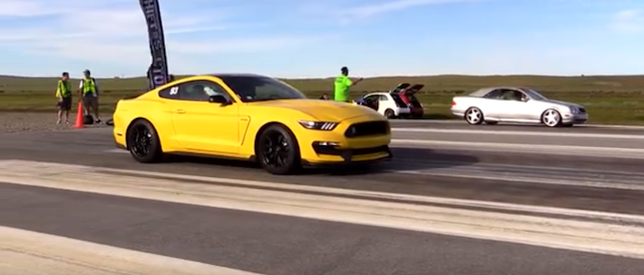 Old-School CLK55 AMG Races New Shelby GT350 Mustang