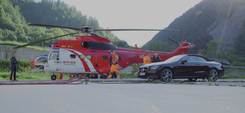 2018 Mercedes-Benz E-Class Cabriolet Gets to the Top of a Mountain...with a Helicopter