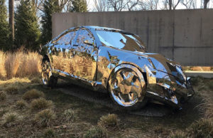 Mercedes S550 Wreck Sculpture Made From Mirrors