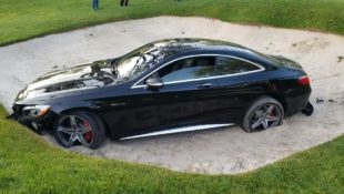 Sand Wedge Won’t Help: AMG C63 Gets Stuck in Golf Course Sand Trap