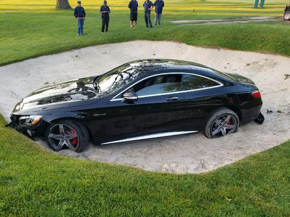 Sand Wedge Won’t Help: AMG C63 Gets Stuck in Golf Course Sand Trap