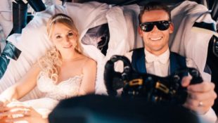 Pro driver Maro Engel's took his Mercedes race car along on his wedding day.