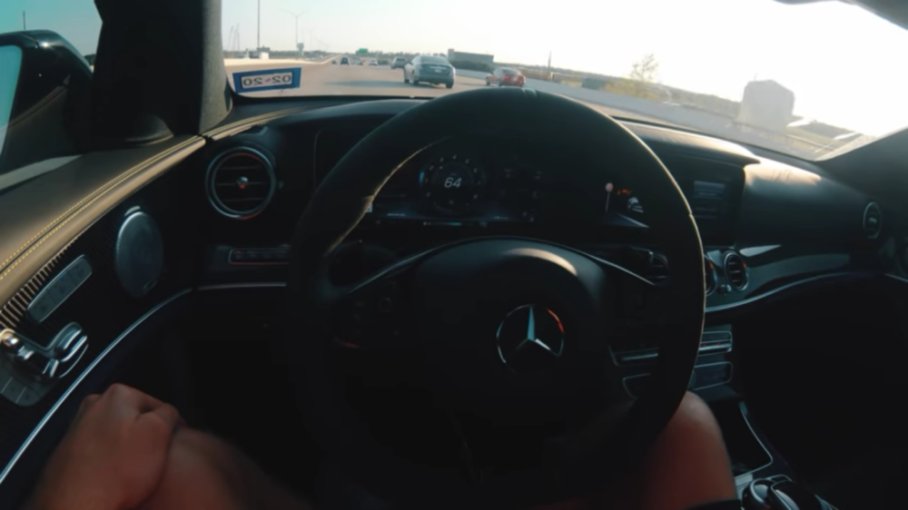 Mercedes-AMG E 63 S driving owner through Austin