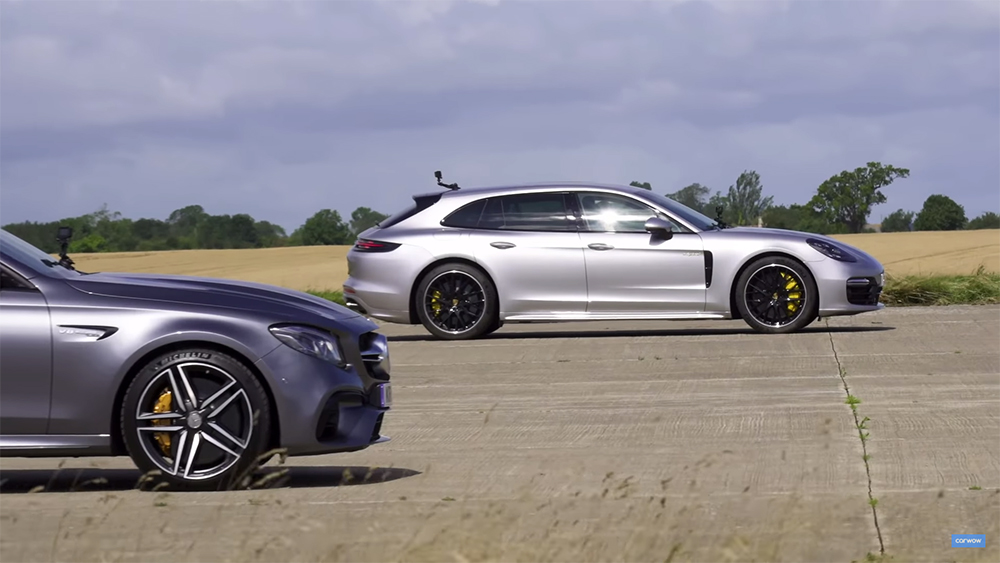 Mercedes E63 AMG Wagon Drag Race Against Porsche Panamera