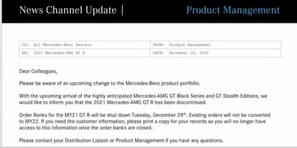 Mercedes-AMG GT R EOL Announcement