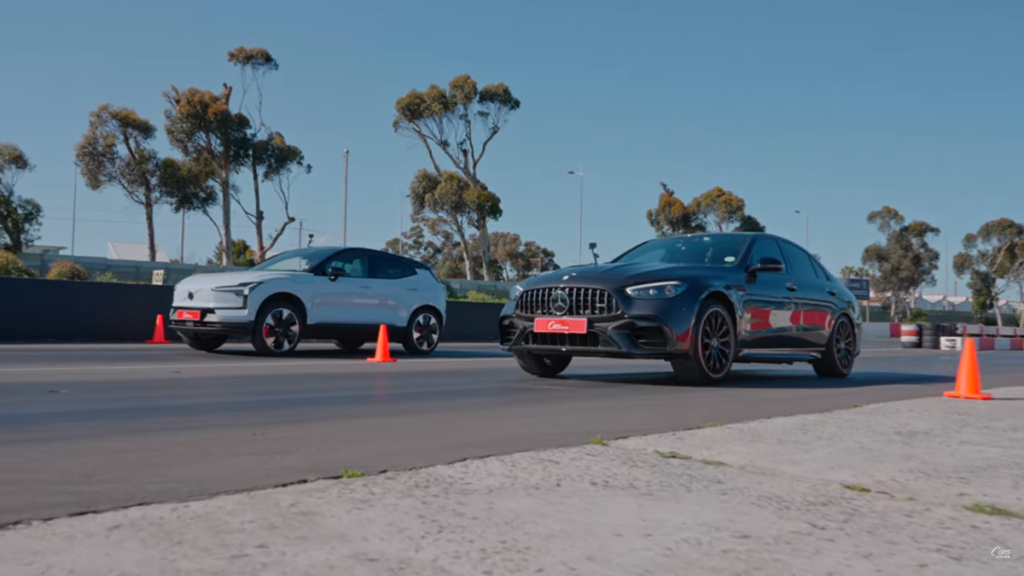 Mercedes-AMG C63 S Takes on a Volvo EX30 in a Hybrid Vs. EV Drag Race