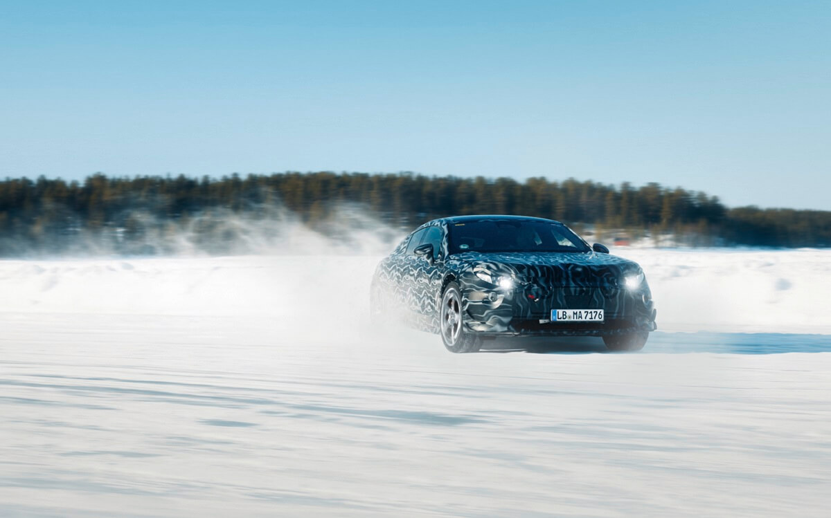 A camouflaged Mercedes-AMG car on the AMG.EA platform.
